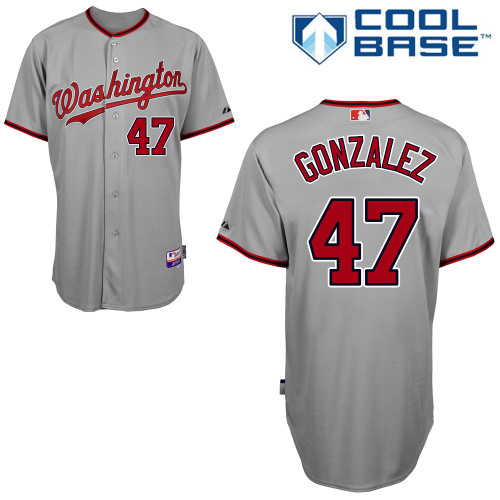 Gio Gonzalez #47 Youth Baseball Jersey-Washington Nationals Authentic Road Gray Cool Base MLB Jersey
